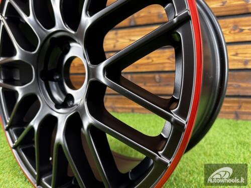 Ratlankis R18x8  5X112  ET  45  66.6  B1268  Black Half Matt+Red Lip (BLHMRL)  For MER  (Z3+Z1)