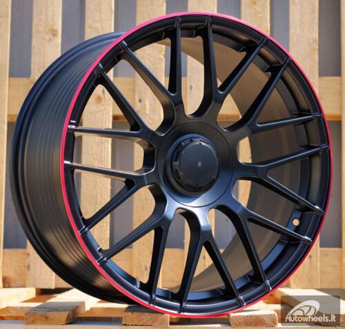 Ratlankis R18x8  5X112  ET  45  66.6  B1268  Black Half Matt+Red Lip (BLHMRL)  For MER  (Z3+Z1)