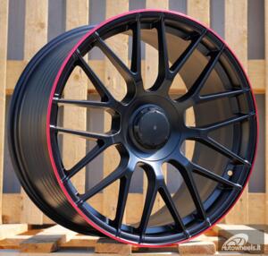 Ratlankis R18x8  5X112  ET  45  66.6  B1268  Black Half Matt+Red Lip (BLHMRL)  For MER  (Z3+Z1)