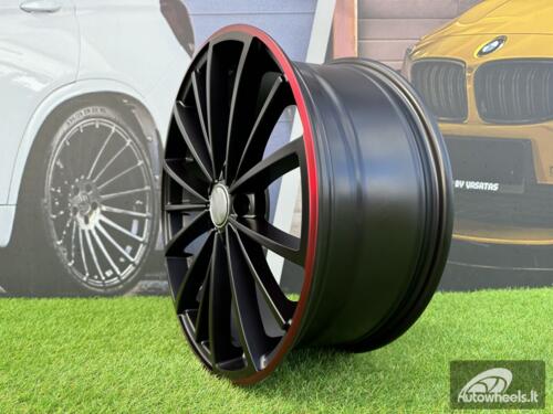 Ratlankis R18x7.5  5X112  ET  51  57.1  B5937  Black Half Matt+Red Lip (BLHMRL)  For VW  (P)