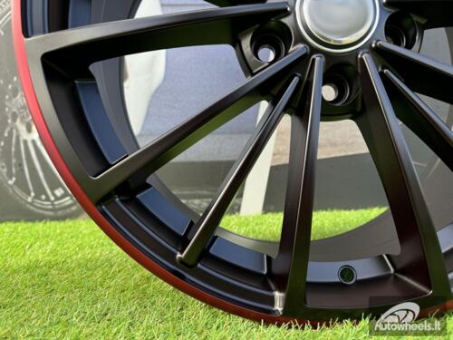 Ratlankis R18x7.5  5X112  ET  51  57.1  B5937  Black Half Matt+Red Lip (BLHMRL)  For VW  (P+Z7)