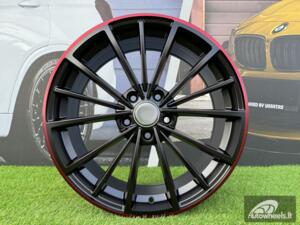 Ratlankis R18x7.5  5X112  ET  51  57.1  B5937  Black Half Matt+Red Lip (BLHMRL)  For VW  (P+Z7)
