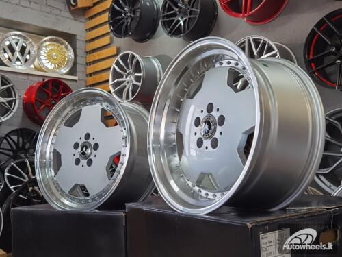 Ratlankis R18x8  5X112  ET  30  66.6  B5852  Silver+Polished Lip (SP)  For MER  (P)  (MONOBLOCK Style Rear+Front)