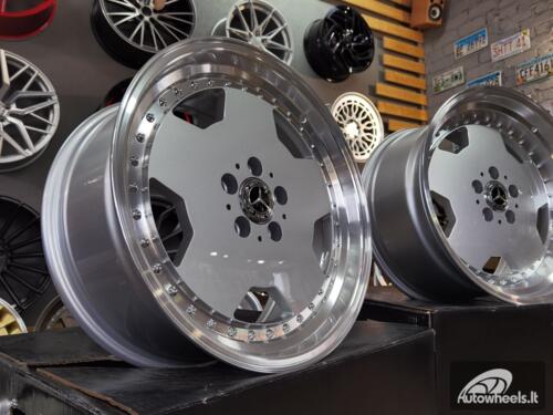 Ratlankis R18x8  5X112  ET  30  66.6  B5852  Silver+Polished Lip (SP)  For MER  (P)  (MONOBLOCK Style Rear+Front)