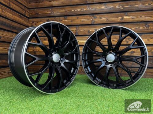 Ratlankis R20x9.5  5X112  ET  45  66.6  YS1180  (FLB002)  Black Half Matt+Polished Lip (BLHMPL)  For MER  (K3)  (HYBRID FORGED Front+Rear)