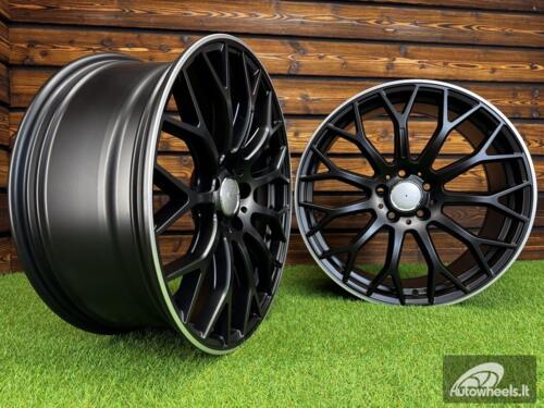 Ratlankis R20x9.5  5X112  ET  45  66.6  YS1180  (FLB002)  Black Half Matt+Polished Lip (BLHMPL)  For MER  (K3)  (HYBRID FORGED Front+Rear)