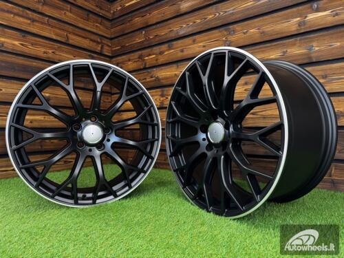 Ratlankis R20x9.5  5X112  ET  45  66.6  YS1180  (FLB002)  Black Half Matt+Polished Lip (BLHMPL)  For MER  (K3)  (HYBRID FORGED Front+Rear)