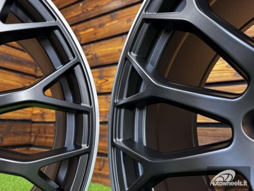 Ratlankis R20x9.5  5X112  ET  45  66.6  YS1180  (FLB002)  Black Half Matt+Polished Lip (BLHMPL)  For MER  (K3)  (HYBRID FORGED Front+Rear)