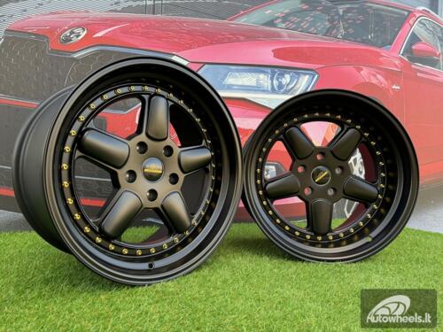 Ratlankis BMW AC Schnizer Style R18X9.5J 5X120 ET20 74.1 Black Matt with Golden Rivets (Small Transportation defect)