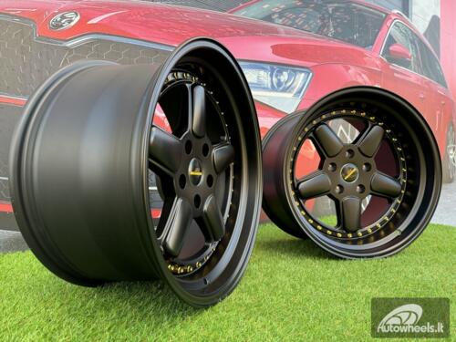 Ratlankis BMW AC Schnizer Style R18X9.5J 5X120 ET20 74.1 Black Matt with Golden Rivets (Small Transportation defect)