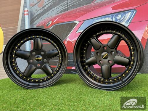 Ratlankis BMW AC Schnizer Style R18X9.5J 5X120 ET20 74.1 Black Matt with Golden Rivets (Small Transportation defect)