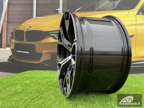 Ratlankis R22x11  5X120  ET  37  74.1  B5498  (IN5497)  Black Polished (MB)  For BMW  (K7)  (Rear+Front)
