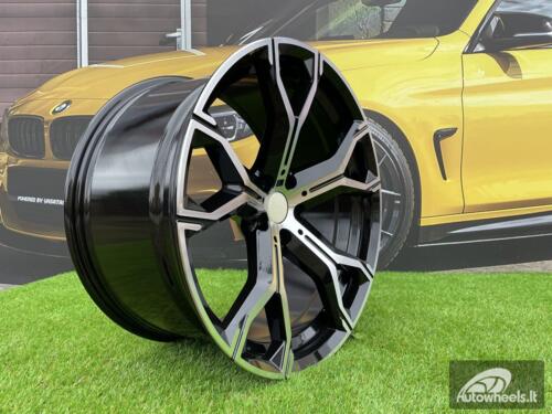 Ratlankis R22x11  5X120  ET  37  74.1  B5498  (IN5497)  Black Polished (MB)  For BMW  (K7)  (Rear+Front)