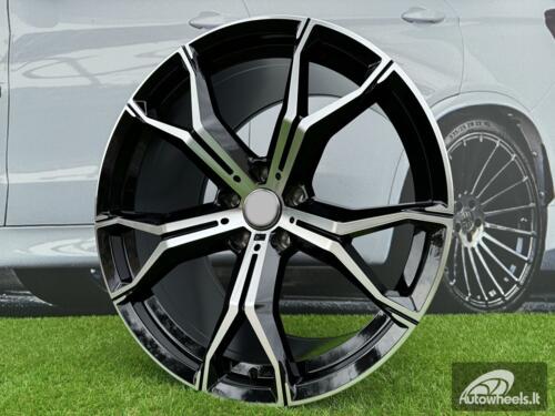 Ratlankis R22x11  5X120  ET  37  74.1  B5498  (IN5497)  Black Polished (MB)  For BMW  (K7)  (Rear+Front)