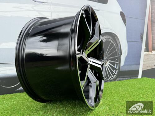 Ratlankis R22x11  5X120  ET  37  74.1  B5498  (IN5497)  Black Polished (MB)  For BMW  (K7)  (Rear+Front)