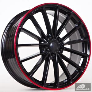 Ratlankis Vegas 8X19 5X112 ET42 57,1 Glossy Black Red Line