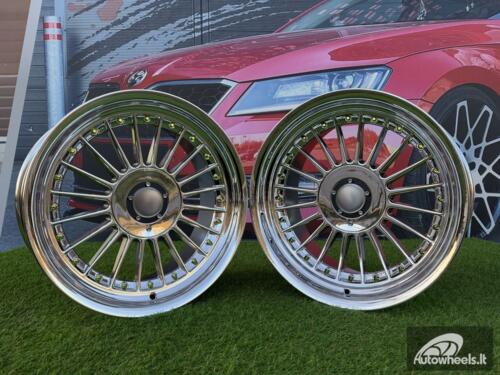 Ratlankis Alpina Classic Style  R17X8J 4X100/5X100 ET20 73.1 Chrome with gold Rivets