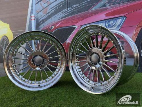 Ratlankis Alpina Classic Style  R17X8J 4X100/5X100 ET20 73.1 Chrome with gold Rivets