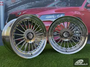 Ratlankis Alpina Classic Style  R17X8J 4X100/5X100 ET20 73.1 Chrome with gold Rivets 