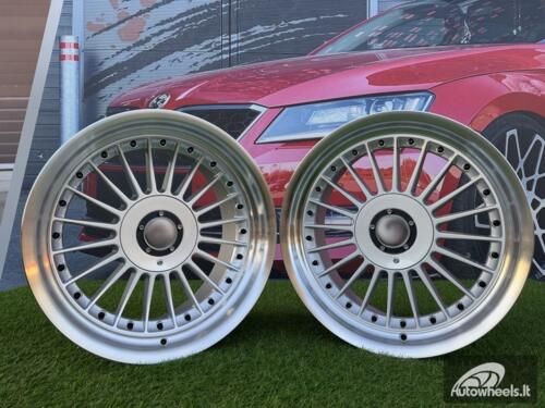 Ratlankis Alpina Classic Style R17X8J 5X112/5X120 ET20 72.6 Silver with Diamond cut lip and black rivets
