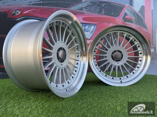 Ratlankis Alpina Classic Style R17X8J 5X112/5X120 ET20 72.6 Silver with Diamond cut lip and black rivets