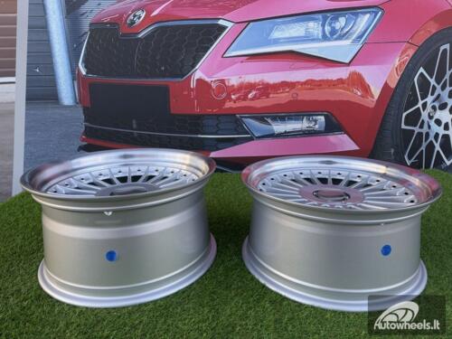 Ratlankis Alpina Classic Style R17X8J 5X112/5X120 ET20 72.6 Silver with Diamond cut lip and black rivets