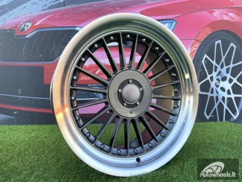Ratlankis Alpina Classic Style R17X8J 5X112/5X120 ET20 72.6 Grey with Diamond cut lip and silver rivets
