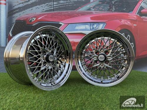 Ratlankis SSR Mesh Formula Style R15X8.25J 4X100 ET20 73.1 Chrome with Gold Rivets