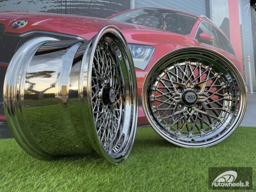 Ratlankis SSR Mesh Formula Style R15X8.25J 4X100 ET20 73.1 Chrome with Gold Rivets