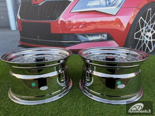 Ratlankis SSR Mesh Formula Style R15X8.25J 4X100 ET20 73.1 Chrome with Gold Rivets