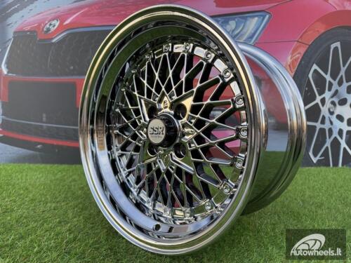 Ratlankis SSR Mesh Formula Style R15X8.25J 4X100 ET20 73.1 Chrome with Gold Rivets