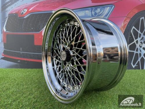 Ratlankis SSR Mesh Formula Style R15X8.25J 4X100 ET20 73.1 Chrome with Gold Rivets