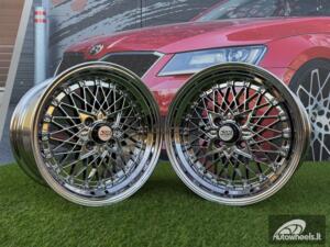 Ratlankis SSR Mesh Formula Style R15X8.25J 4X100 ET20 73.1 Chrome with Gold Rivets