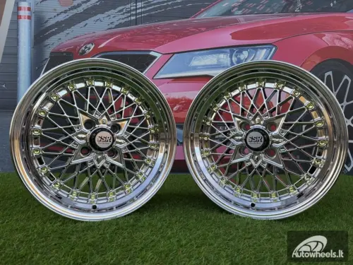 Ratlankis SSR Mesh Formula Style R15X8.25J 4X100 ET20 73.1 Black chrome with Gold Rivets