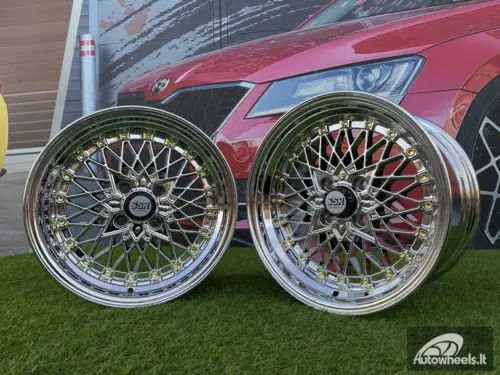 Ratlankis SSR Mesh Formula Style R15X8.25J 4X100 ET20 73.1 Black chrome with Gold Rivets