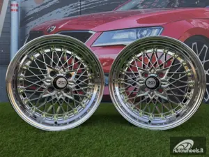 Ratlankis SSR Mesh Formula Style R15X8.25J 4X100 ET20 73.1 Black chrome with Gold Rivets