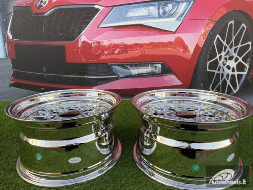 Ratlankis BBS RS Style R15X8J 4X100/4X114.3 ET0 73.1 Black Chrome with Silver rivets