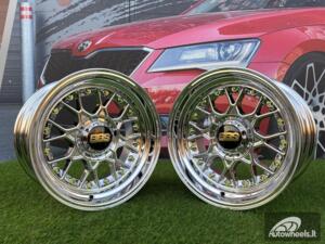 Ratlankis BBS RS Style R15X8J 4X100/4X114.3 ET0 73.1 Black Chrome with Silver rivets