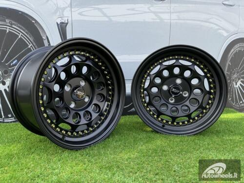  Ratlankis HVN Rotiform Style  R15X8J 4X100 ET10 73.1 Matt Black with Gold rivets