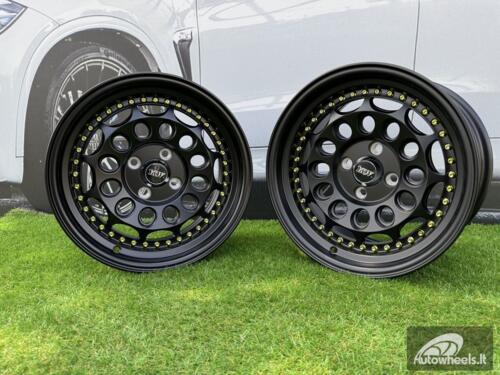  Ratlankis HVN Rotiform Style  R15X8J 4X100 ET10 73.1 Matt Black with Gold rivets