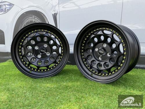  Ratlankis HVN Rotiform Style  R15X8J 4X100 ET10 73.1 Matt Black with Gold rivets