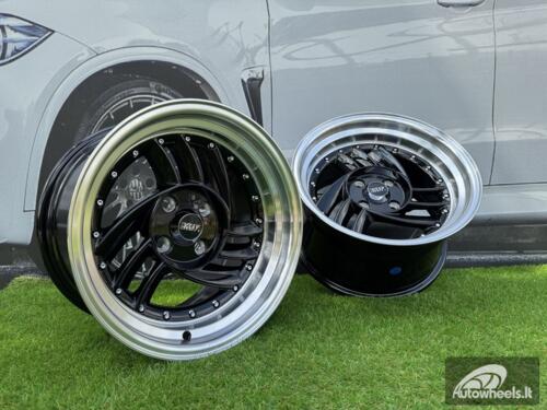  Ratlankis HIRO V1-R Style  R15X8.5J 4X100 ET10 73.1 Gloss Black with Diamond cut lip 