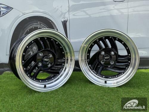  Ratlankis HIRO V1-R Style  R15X8.5J 4X100 ET10 73.1 Gloss Black with Diamond cut lip 