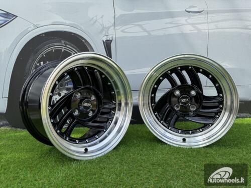  Ratlankis HIRO V1-R Style  R15X8.5J 4X100 ET10 73.1 Gloss Black with Diamond cut lip 