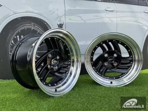  Ratlankis HIRO V1-R Style  R15X8.5J 4X100 ET10 73.1 Gloss Black with Diamond cut lip 