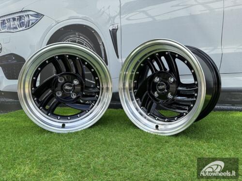  Ratlankis HIRO V1-R Style  R15X8.5J 4X100 ET10 73.1 Gloss Black with Diamond cut lip 