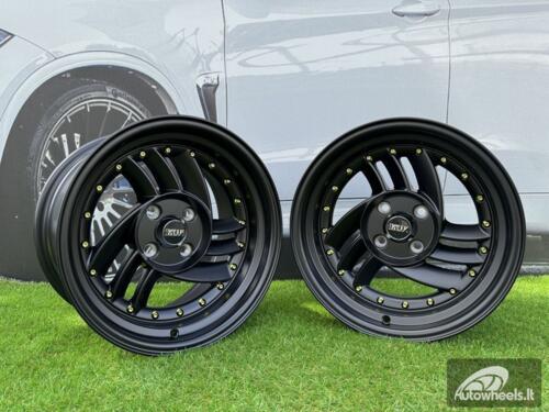  Ratlankis HIRO V1-R Style R15X8.5J 4X100 ET10 73.1 Matt Black with Gold rivets