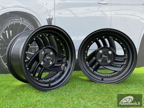  Ratlankis HIRO V1-R Style R15X8.5J 4X100 ET10 73.1 Matt Black with Gold rivets