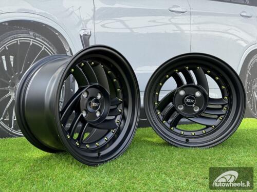  Ratlankis HIRO V1-R Style R15X8.5J 4X100 ET10 73.1 Matt Black with Gold rivets