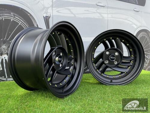  Ratlankis HIRO V1-R Style R15X8.5J 4X100 ET10 73.1 Matt Black with Gold rivets